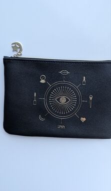 Free Add-On: ipsy Black Makeup Pouch with Gold Embossed Design